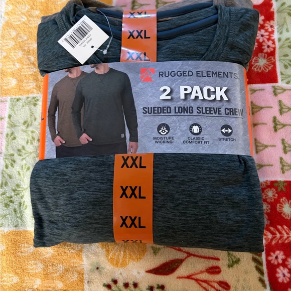 Rugged Elements Men's 2 Pack Sueded Long Sleeve Crew Tee Shirts Green,Brown/)XXL - Picture 3 of 5
